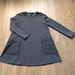 BCBG MaxAzaria Grey Dress w/ Leather Zip Pockets
